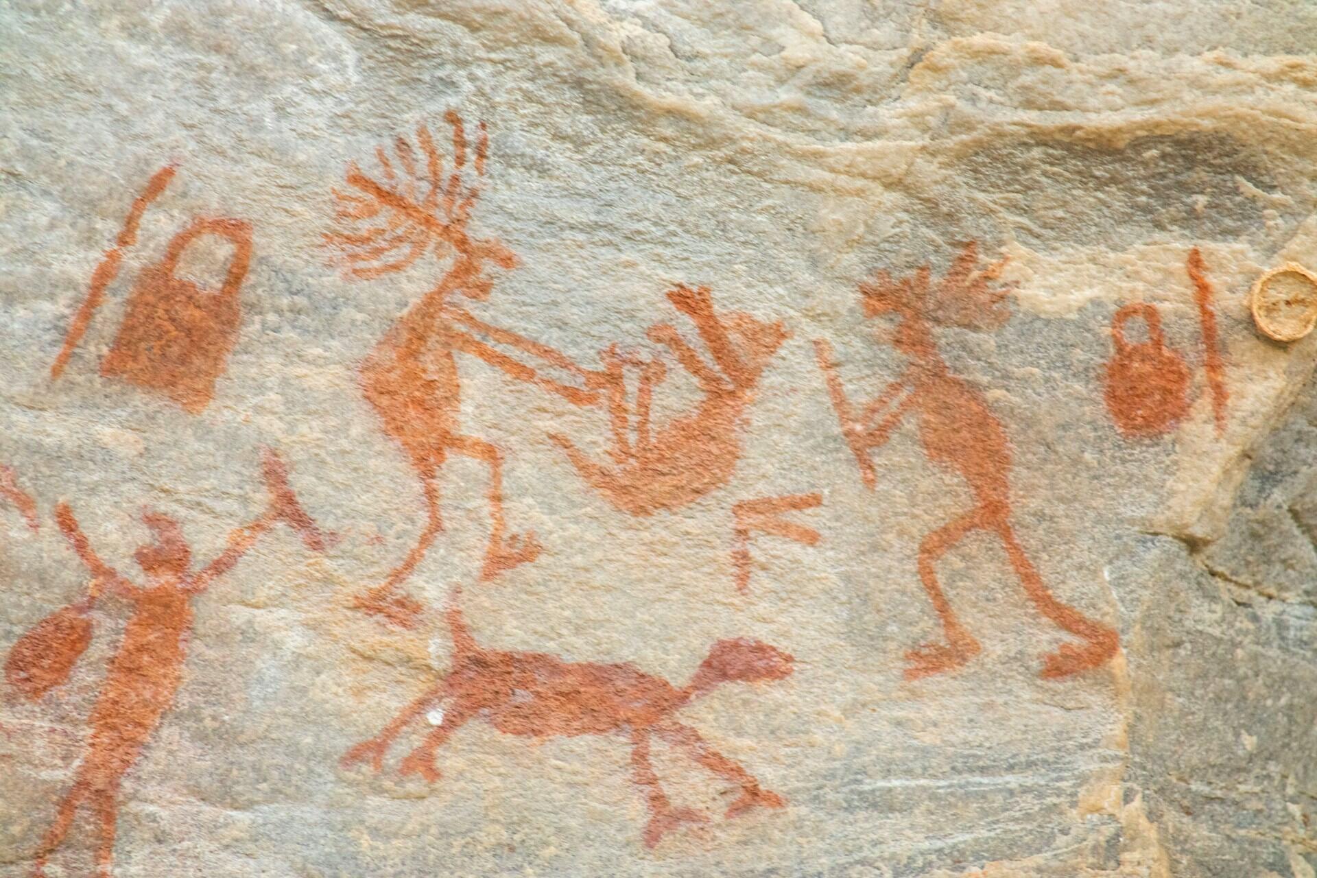 Wandmalerei vom Tanz in der Steinzeit
