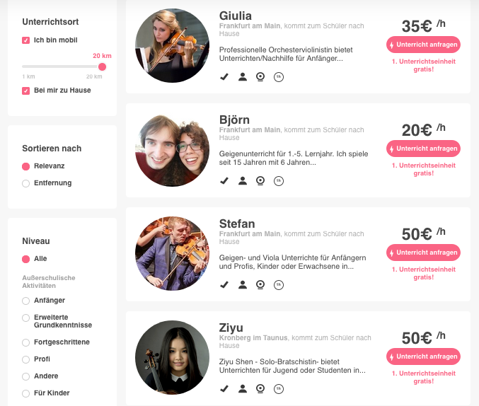 Geige lernen in FFM?