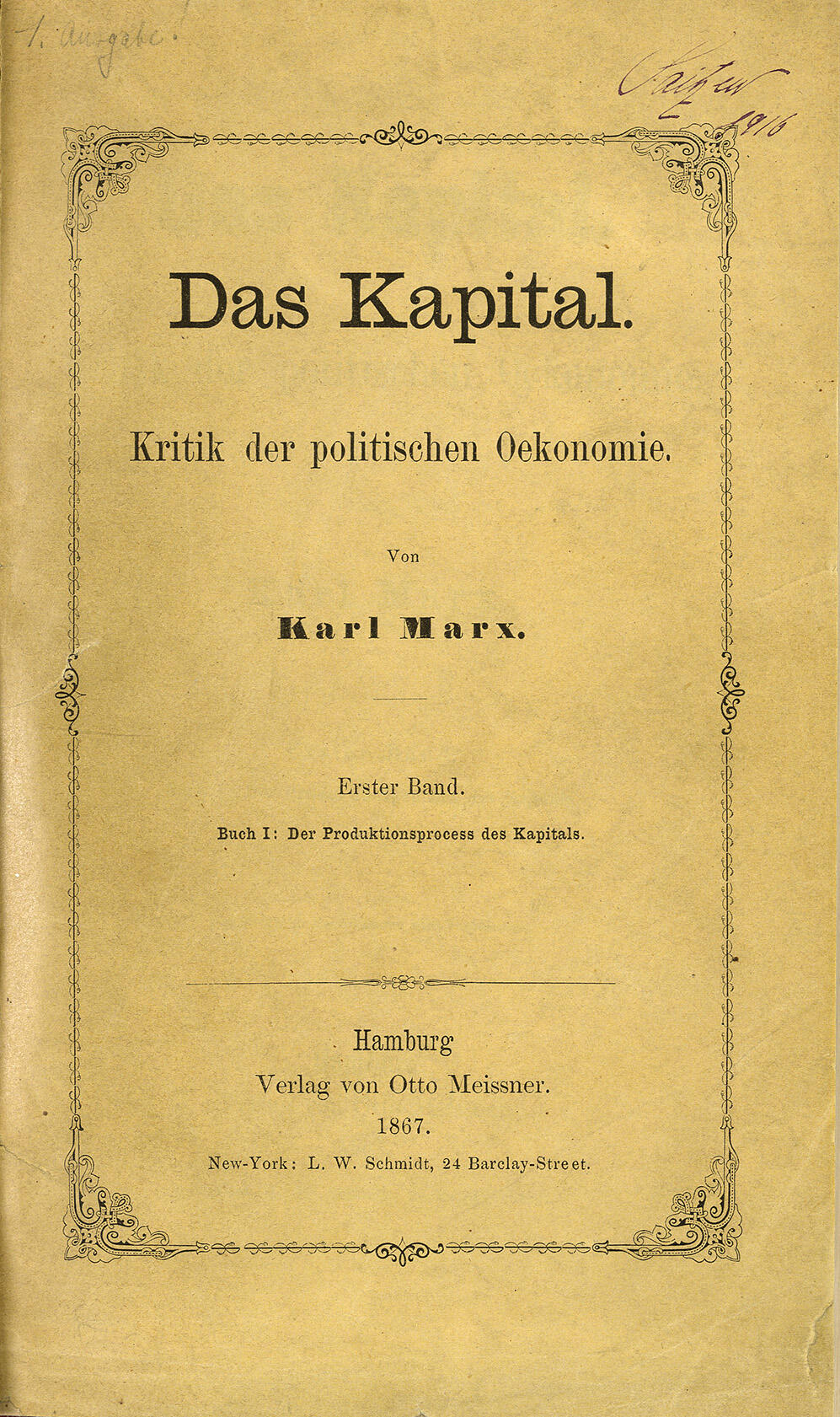 Cover der Erstausgabe von Karl Marxs "Das Kapital".