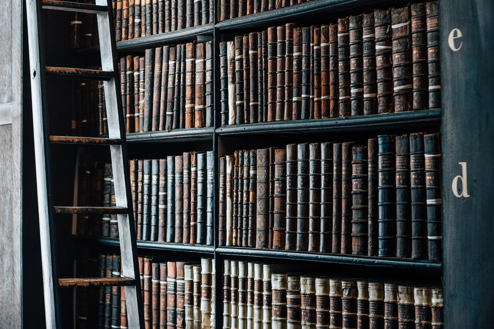 Bücherregal mit Leiter.