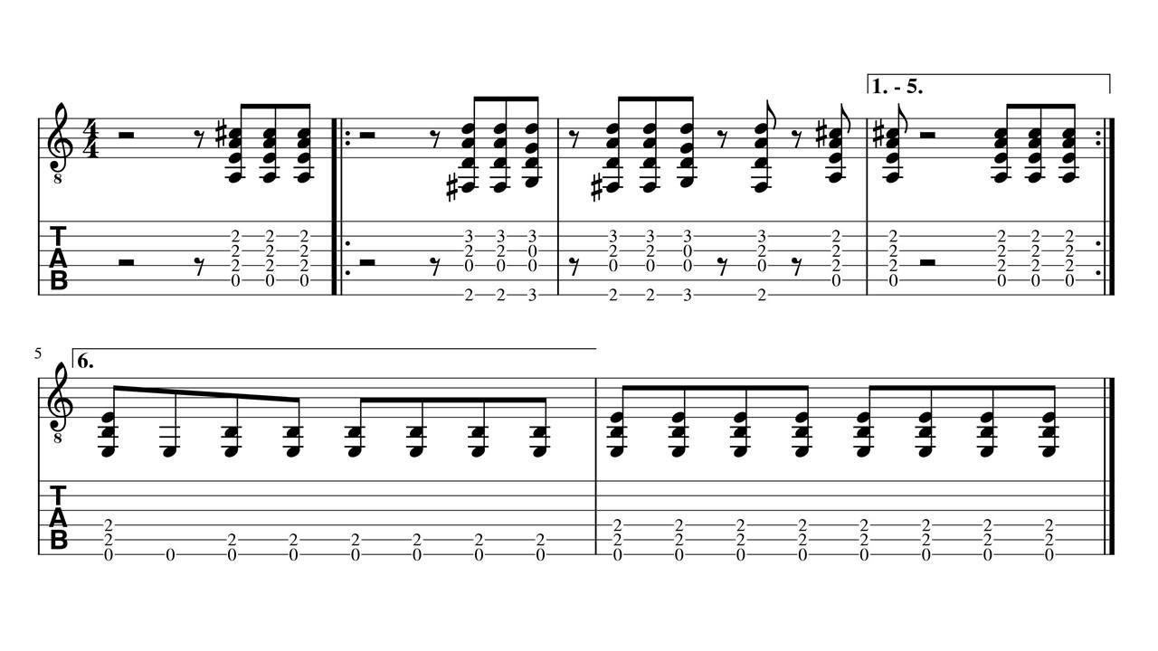 Die Gitarren Tabs und Noten von Highway to Hell.
