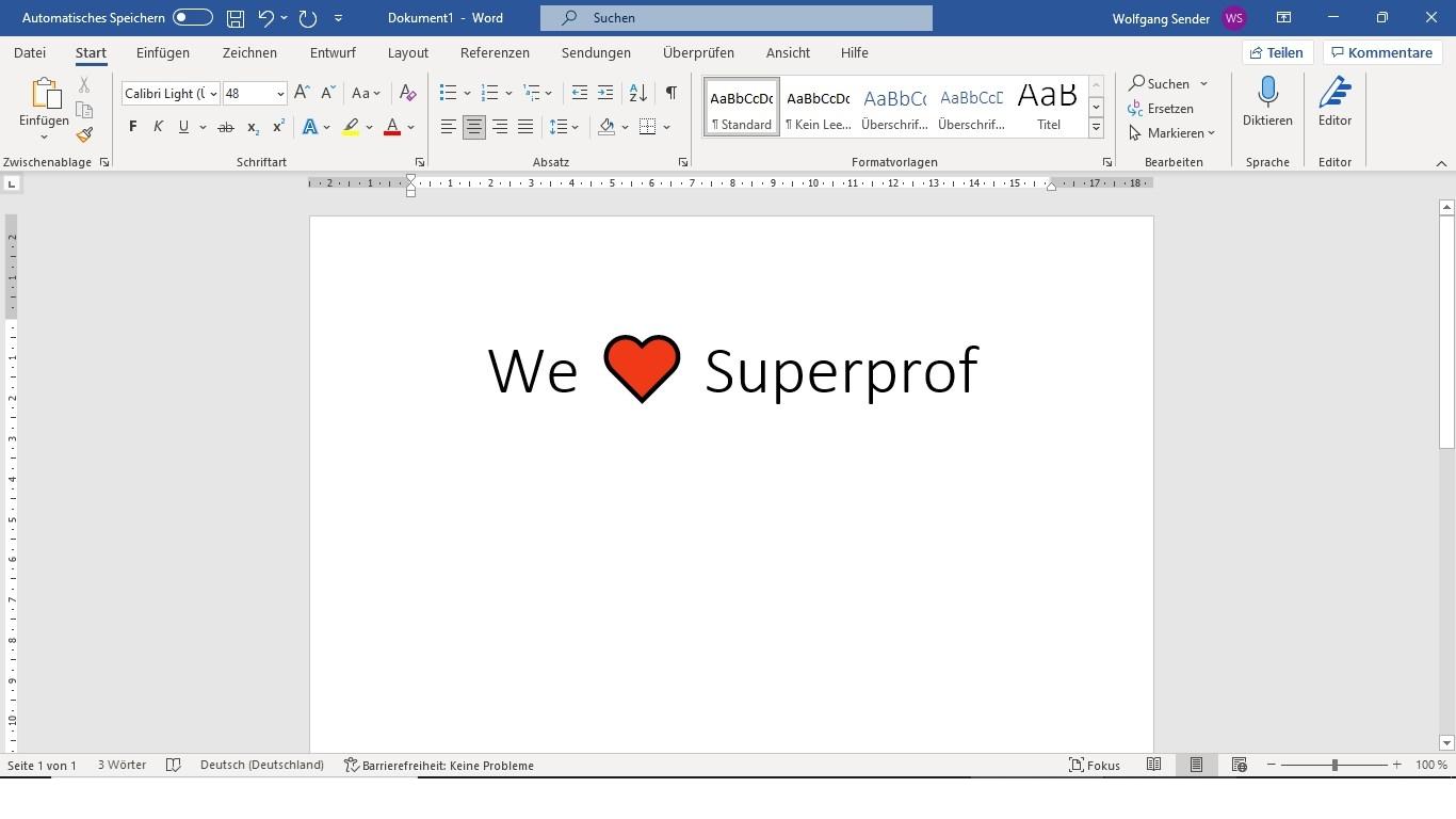 Bildschirmfoto von Microsoft Word