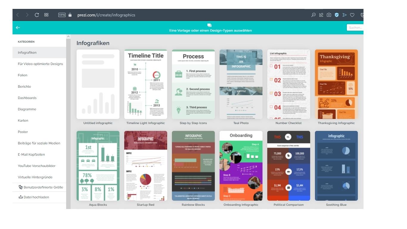 Bildschirmfoto der PowerPoint Alternative Prezi.