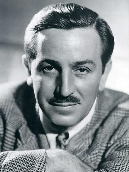 Ein schwarz-weiß Portrait von Walt Disney.