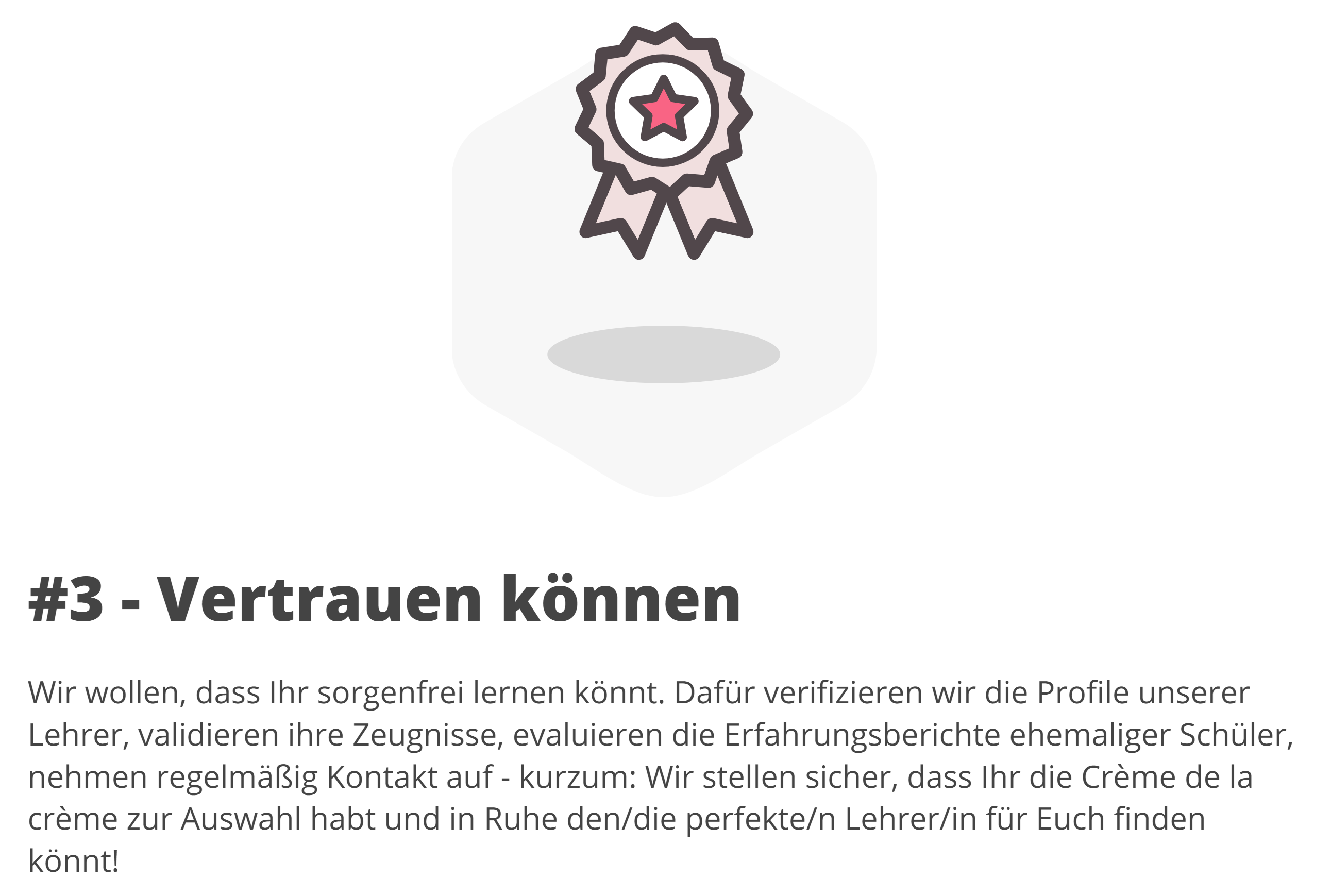 Nummer drei der Grundwerte von Superprof ist für die Nutzer Vertrauen zu schaffen.