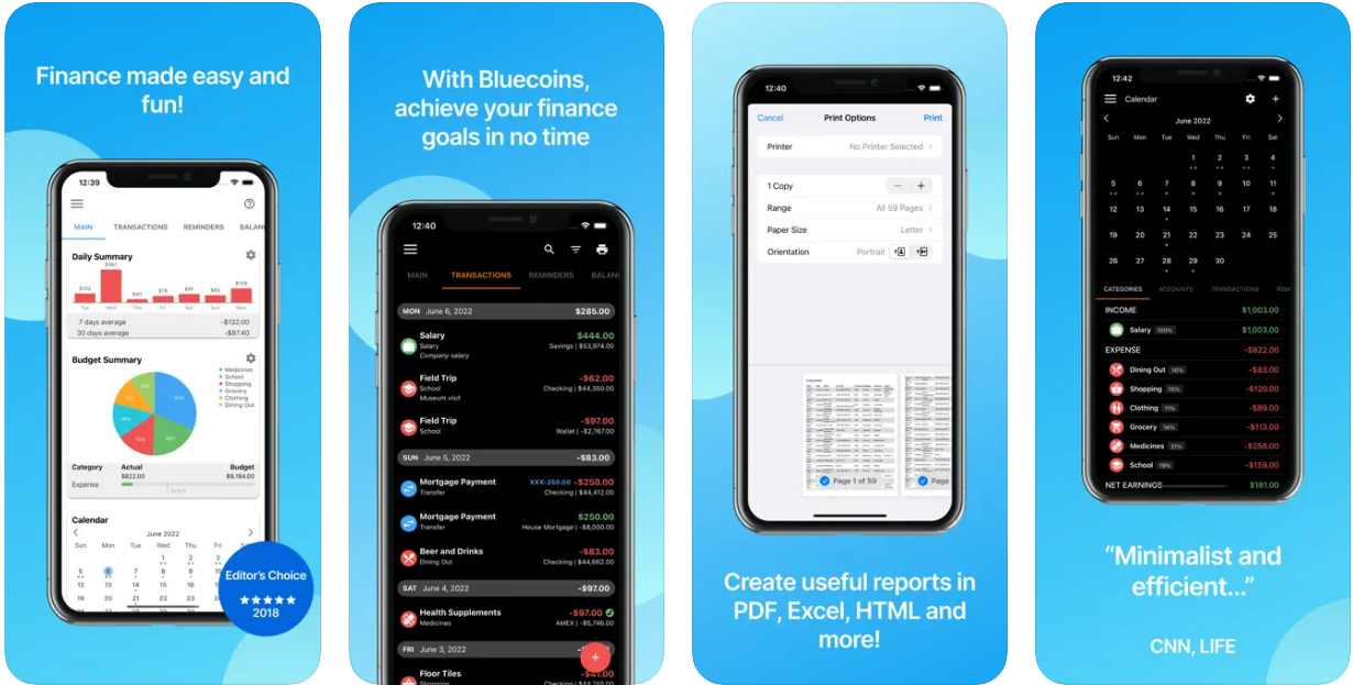 Bluecoins App Screenshot aus dem App Store