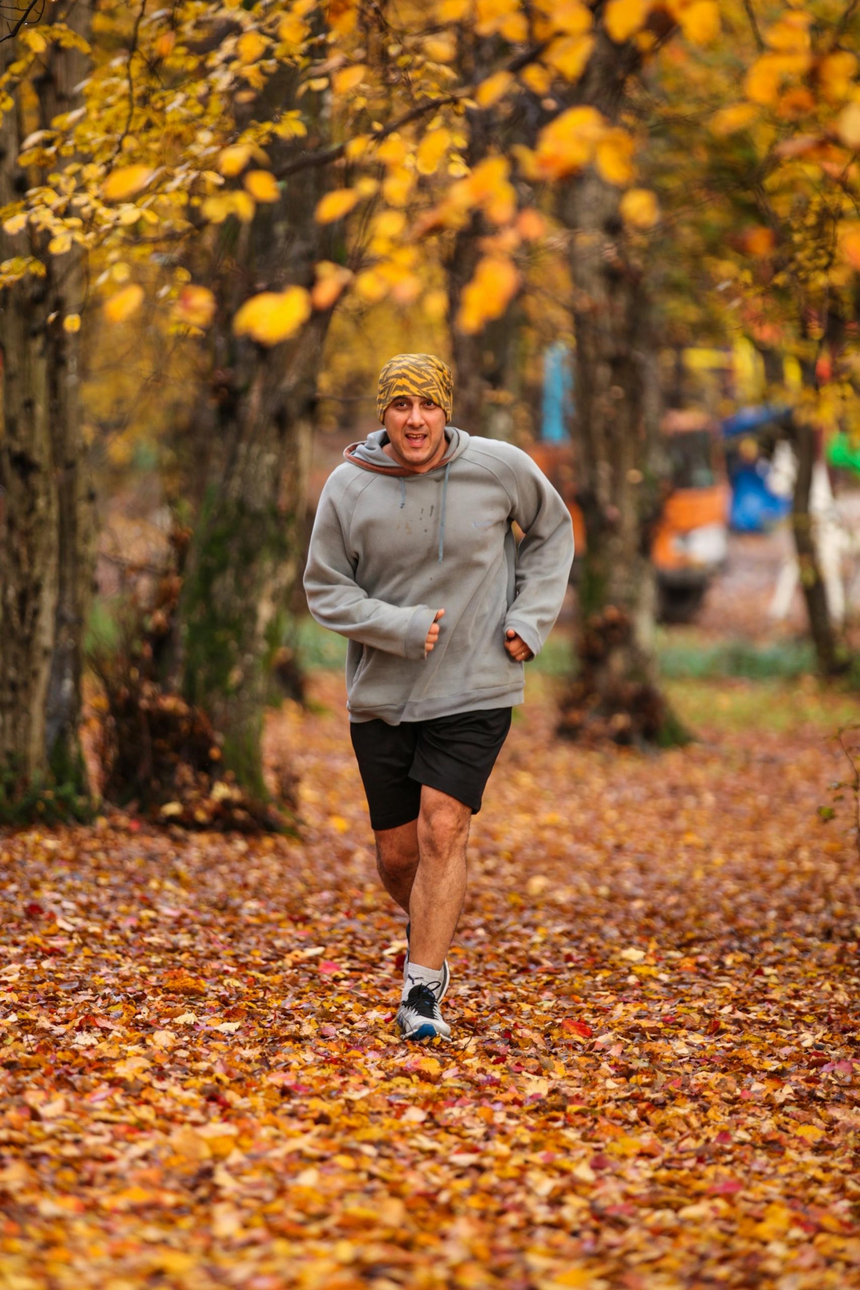 Eine Person joggt durch einen Wald