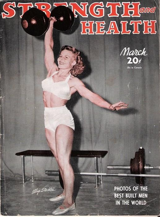 Abbye Stockton auf der Titelseite eines Fitnessmagazins