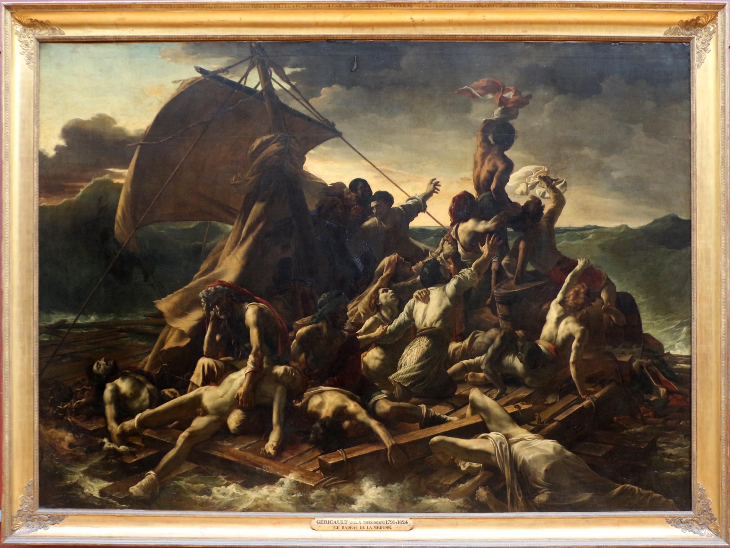 Das Kunstwerk „Das Floß der Medusa“ von Théodore Géricault, auf dem ein kenterndes Floß zu sehen ist.