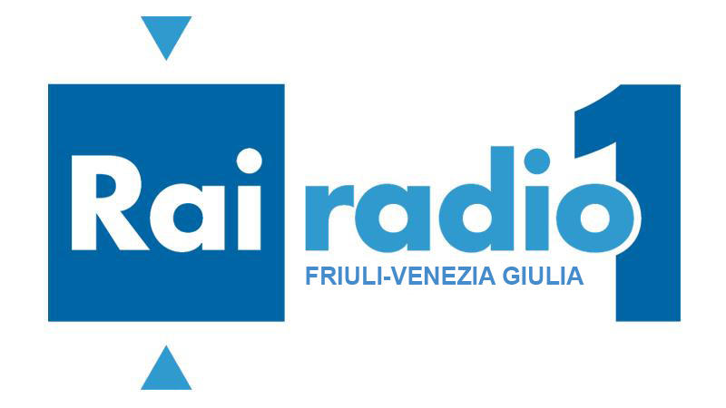 Das blau-weiße Logo des Radiosenders „Rai radio 1 Friuli-Venezia Giulia", bestehend aus ebendiesem Schriftzug.