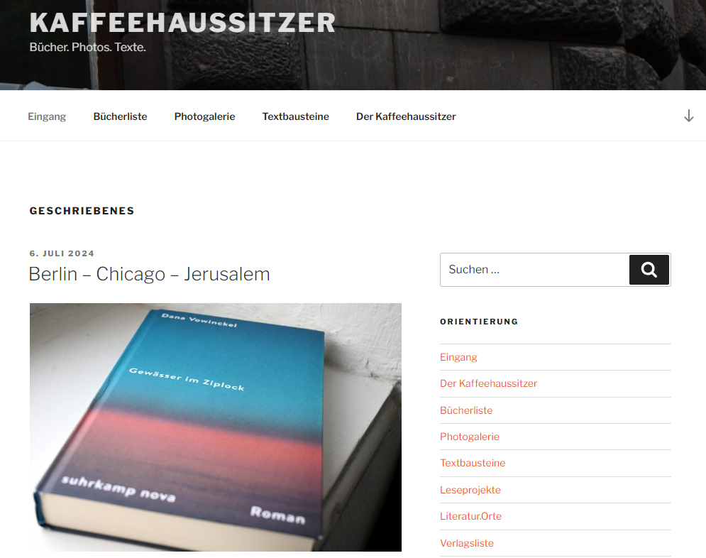 Screenshot vom Kaffeehaussitzer Buchblog