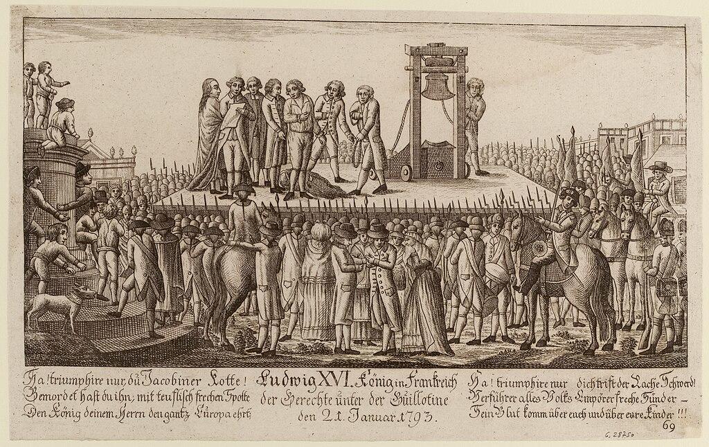 Eine Zeichnung von der Hinrichtung von König Ludwig XVI am 21. Januar 1793.