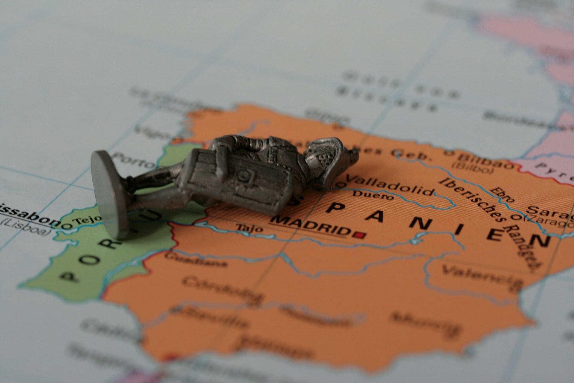 Ausschnitt einer Karte mit Spanien und Portugal darauf