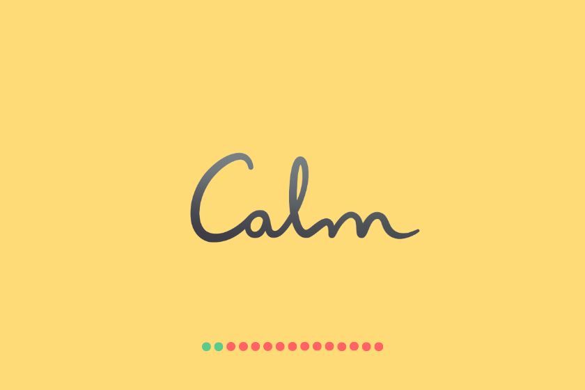 Logo der Calm-App auf gelbem Hintergrund