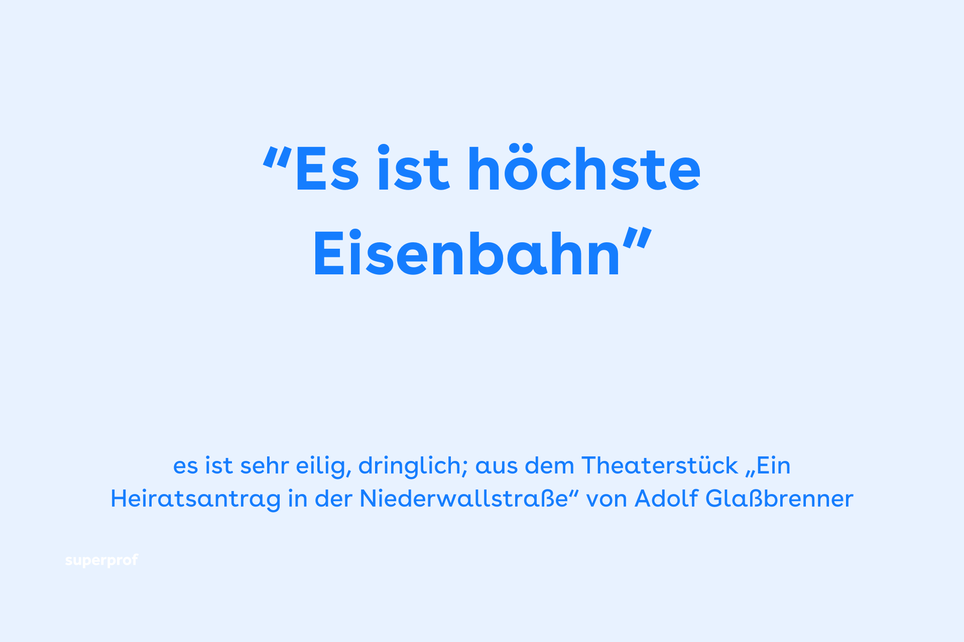 Es ist höchste Eisenbahn