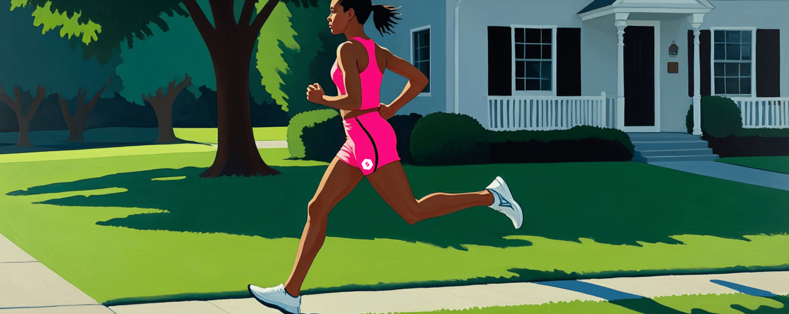 Illustration einer rennenden Person in pinker Trainingskleidung