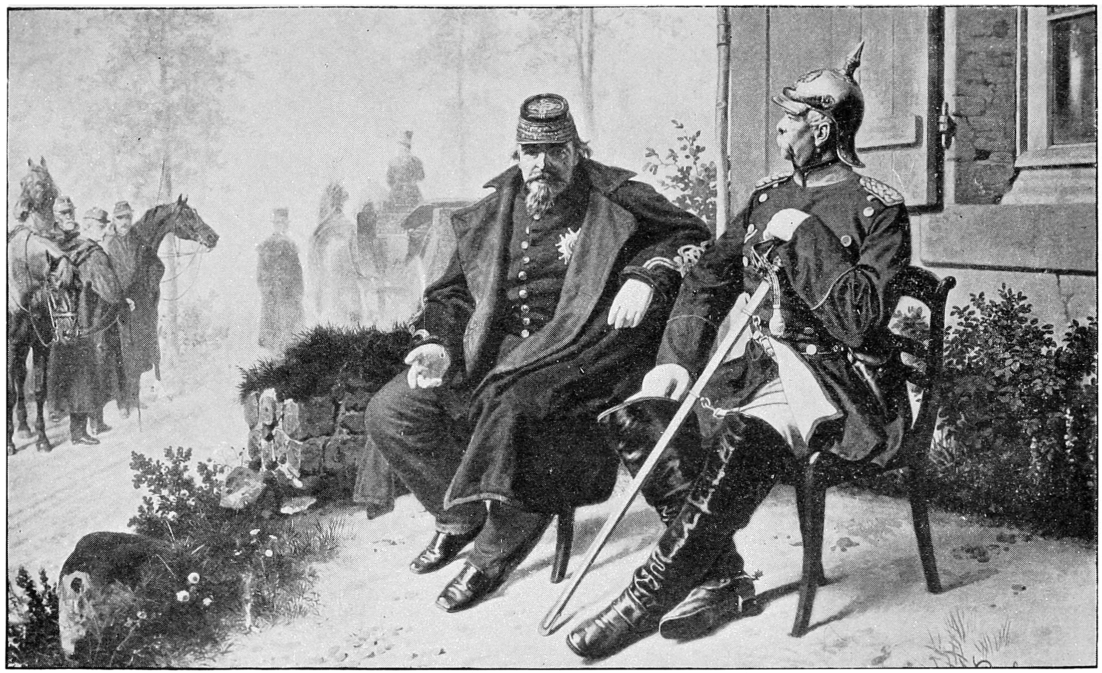 Gemälde von Napoleon III. und Bismarck am Morgen nach der Schlacht von Sedan.