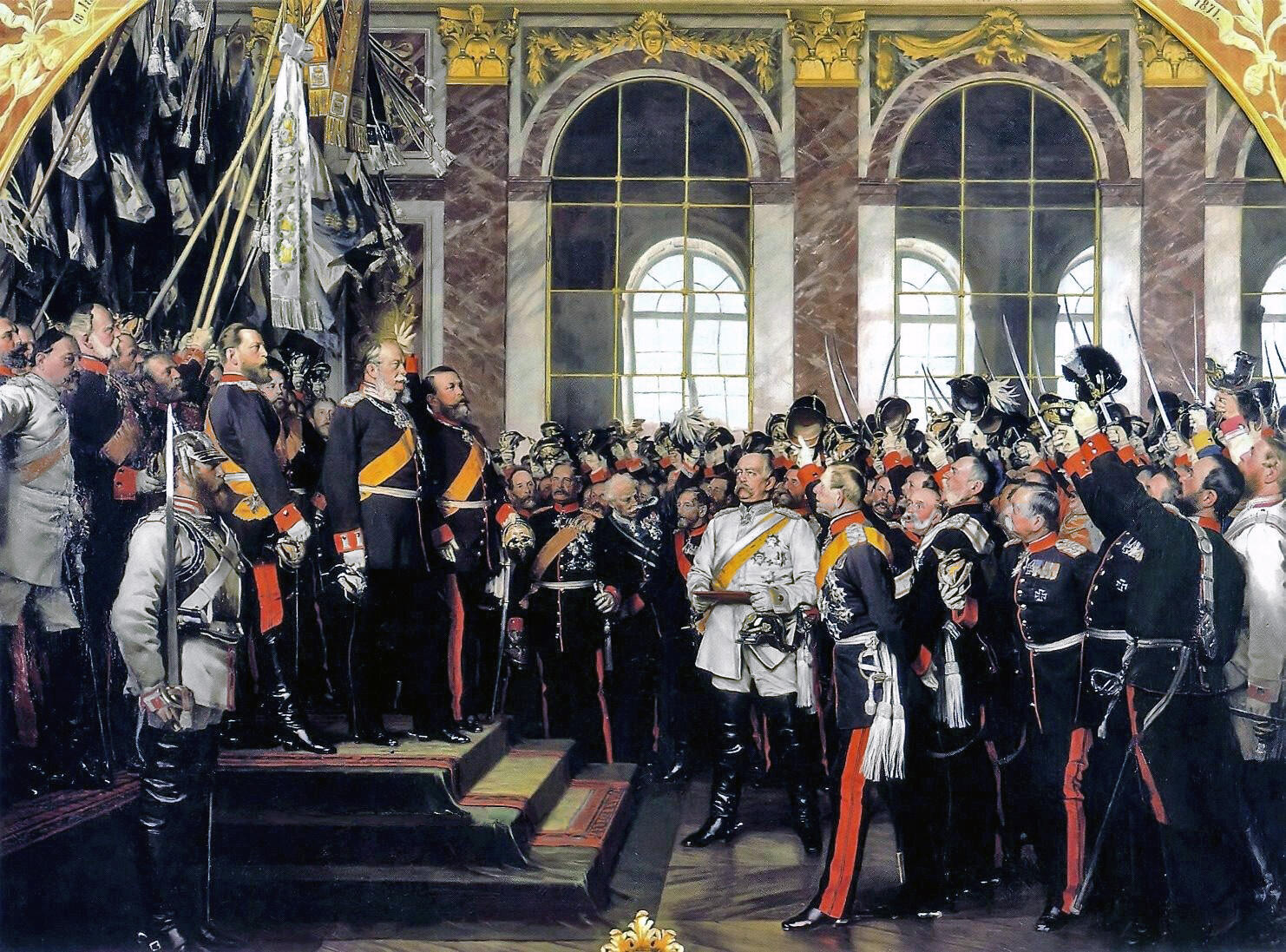 Die Kaiserproklamation im Spiegelsaal von Versailles.