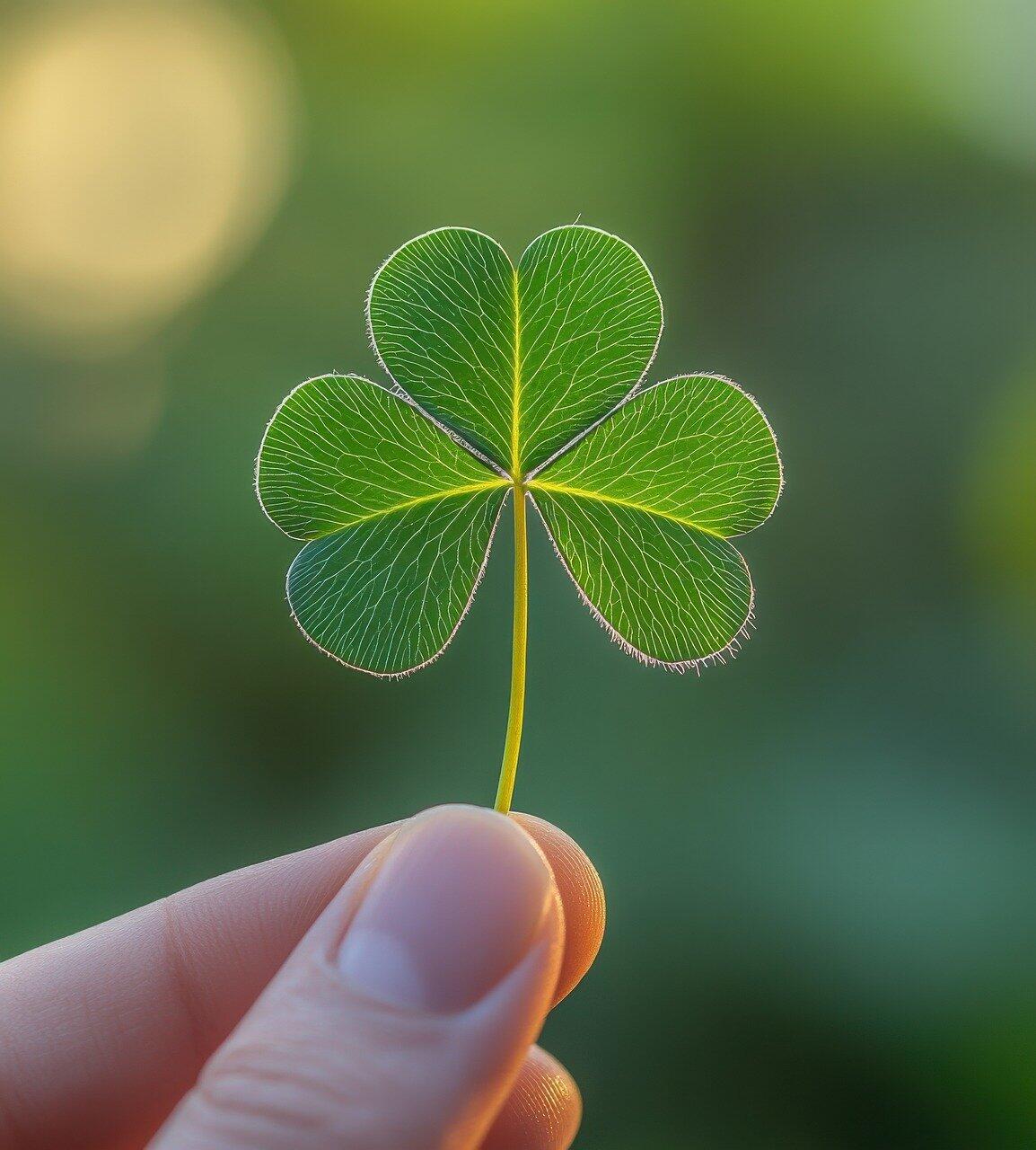 Dreiblättriges Kleeblatt in Fingern