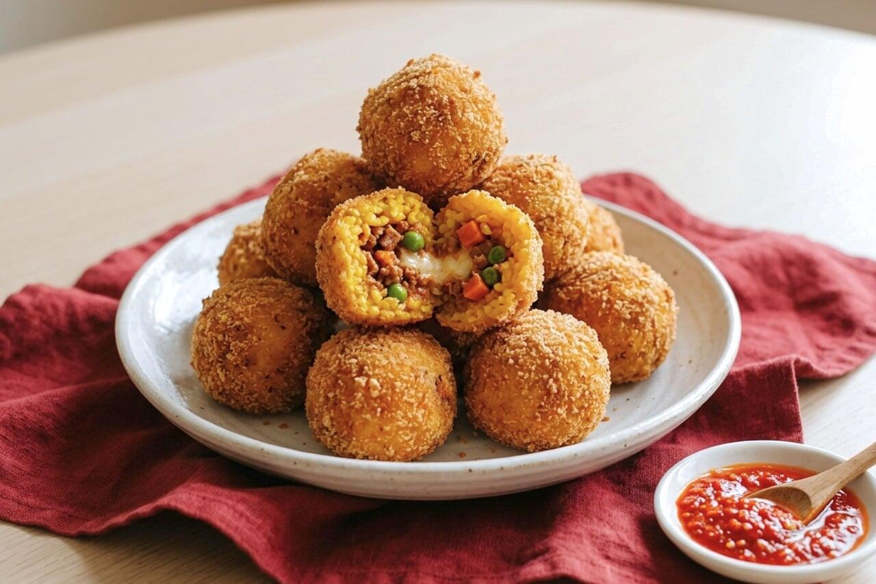 Arancini auf einem weißen Teller