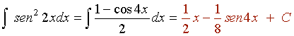 Explicaciones y ejemplos de integral del sen 2x - 4