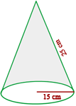 Explicaciones y ejemplos de Área del cono - 4