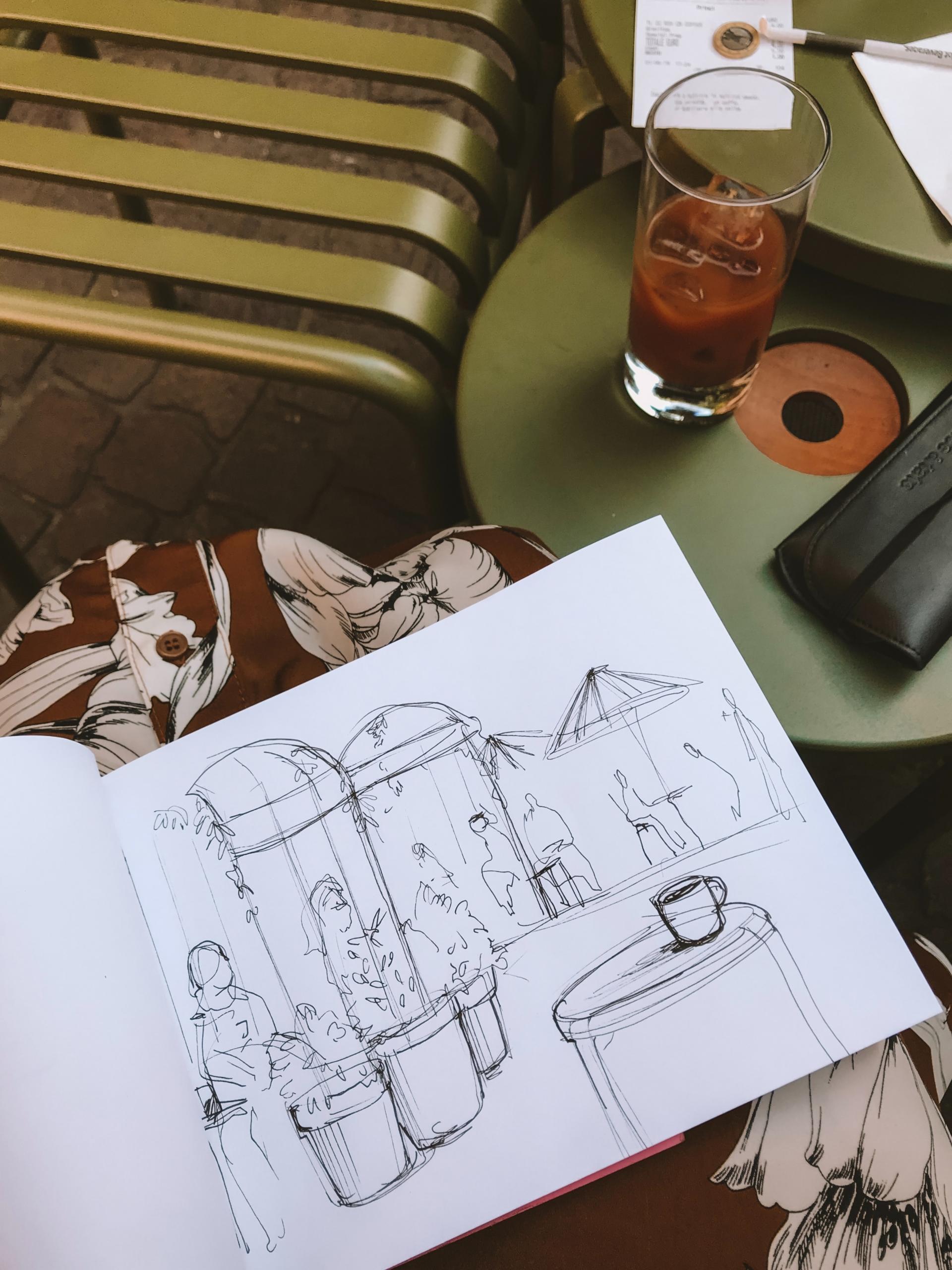 En sketch tegning af en der prøver at besvare spørgsmålet om hvordan lærer man at tegne