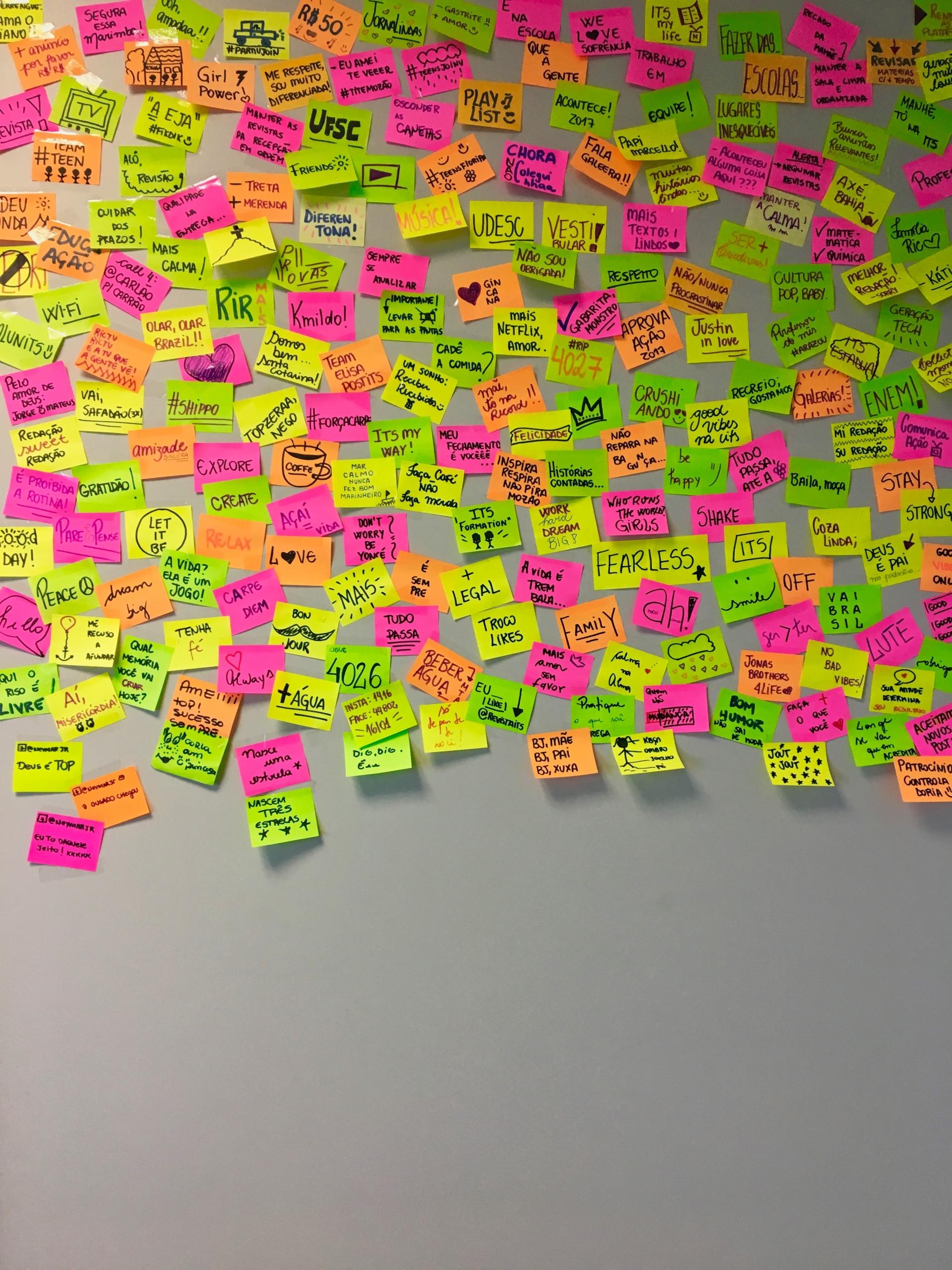 farvede post its som mindmap