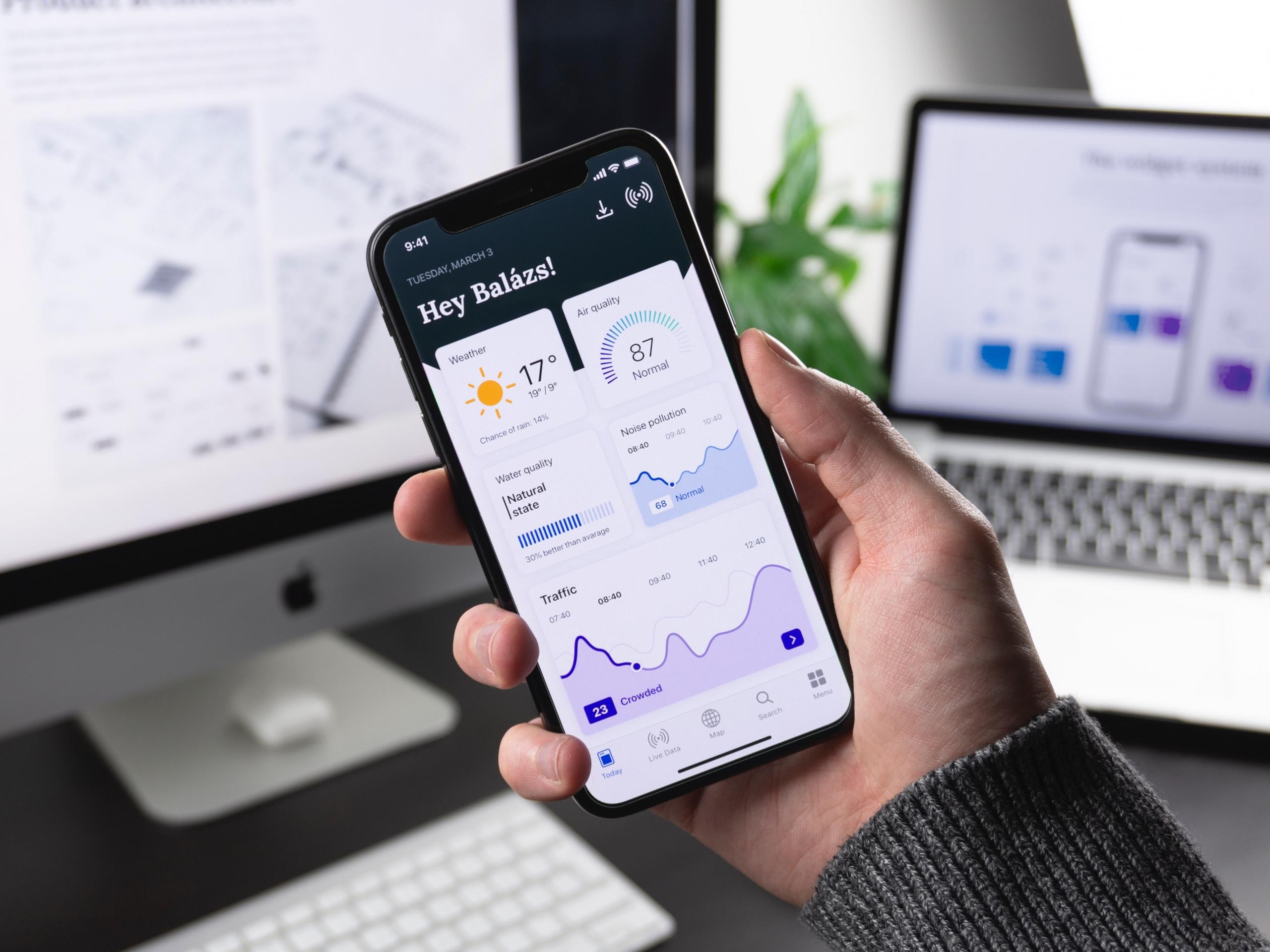 en app med mange grafer og statistikker