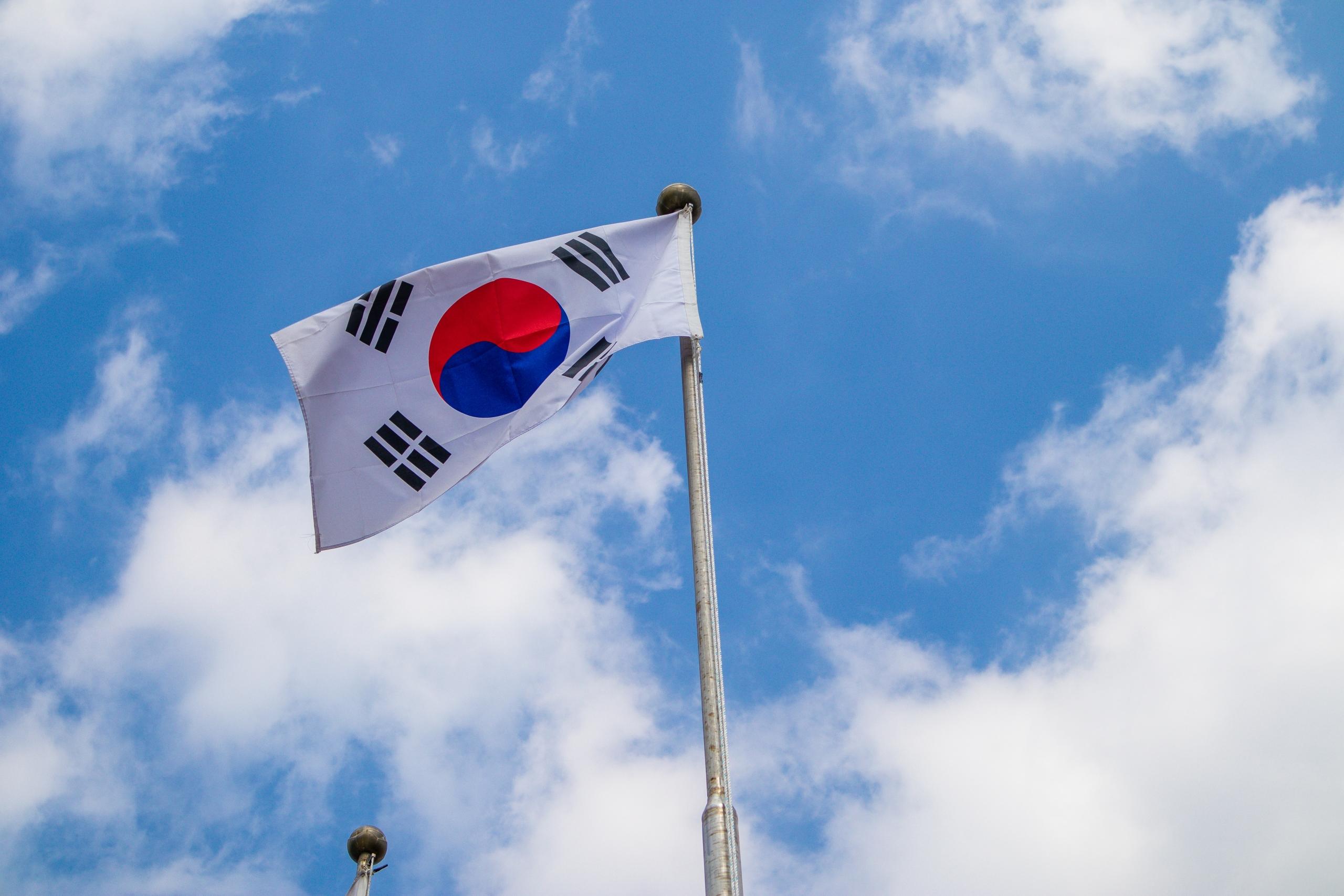 Det koreanske flag med koreanske tegn