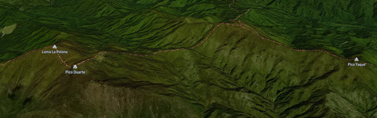 Imagen con la vista del Pico Duarte, La Pelona y Pico del Yaque