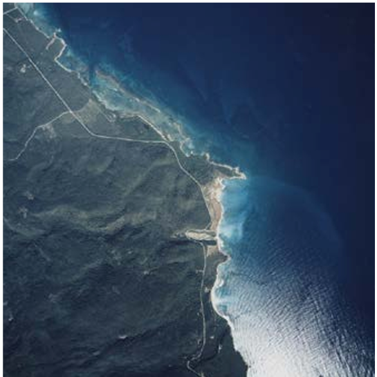 Imagen satelital que muestra el volcán de Larimar, provincia Barahona, en la República Dominicana. 