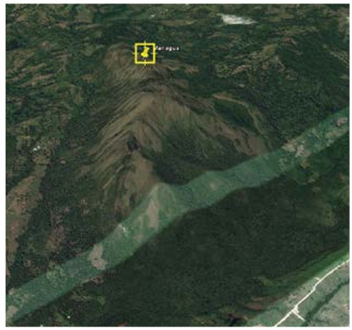 Imagen satelital que muestra el volcán de Managuá, provincia Monte Plata en la República. Dominicana 