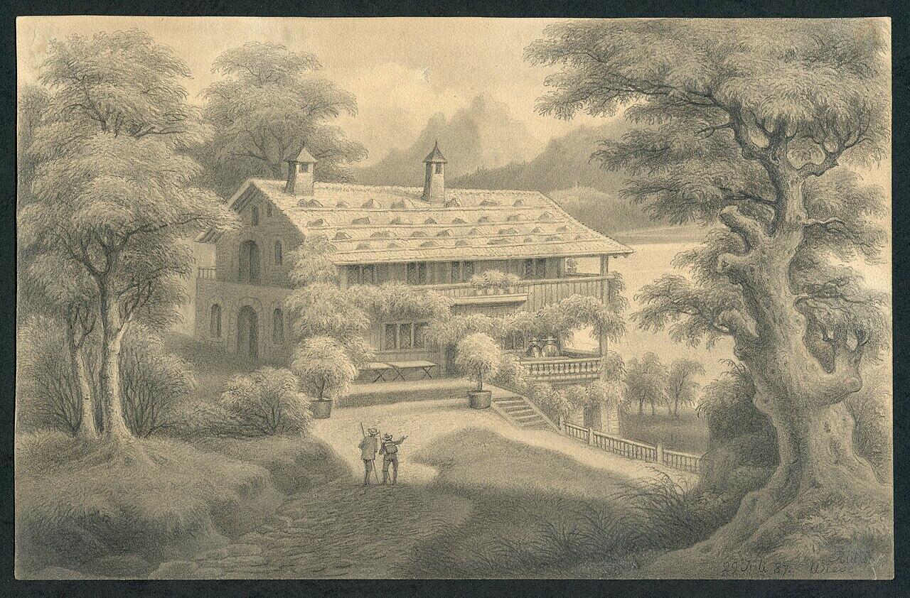 Das Rütlihaus 1887 als Bleistift-Zeichnung