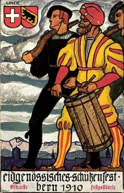 Eine Postkarte des Eidgenössischen Schützenfest 1910 in Bern