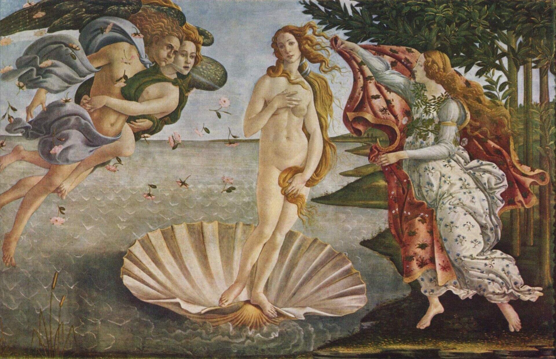Botticelli maalil seisab Veenus merikarbil, samal ajal kui tuulejumalad ja naisfiguur teda ümbritsevad