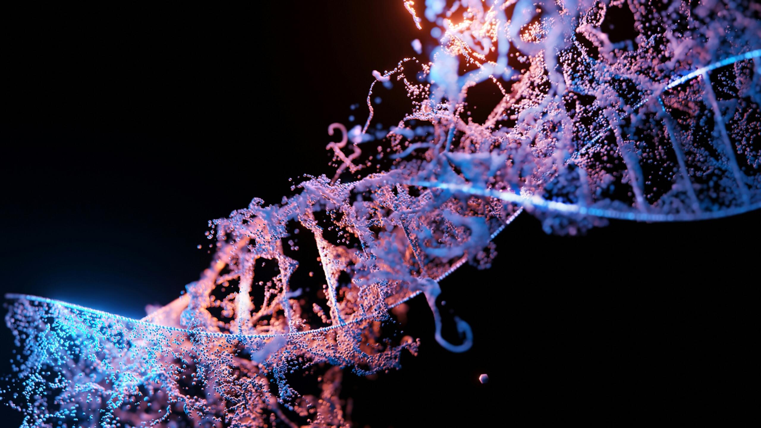DNA molekuli digitaalne illustratsioon tumedal taustal