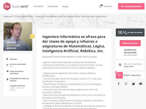 Precio de las particulares de mates