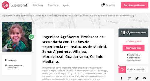 Gema es profesora de matemáticas y física (entre otras asignaturas).