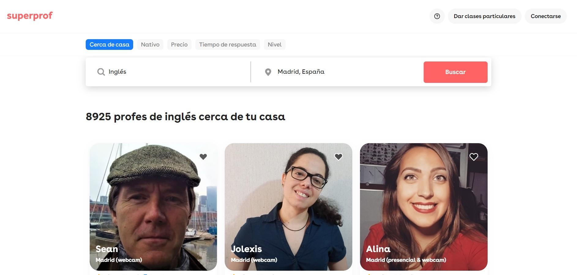 Página web de Superprof.