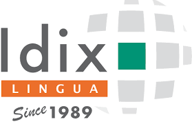 Logotipo de Idix Lingua. Presenta un texto estilizado en gris y verde sobre fondo blanco, con la frase «Desde 1989» debajo y un diseño de un globo terráqueo a la derecha.