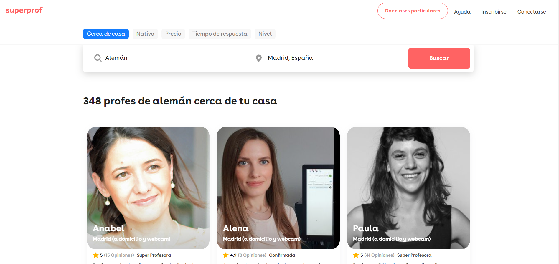 Buscar clases particulares