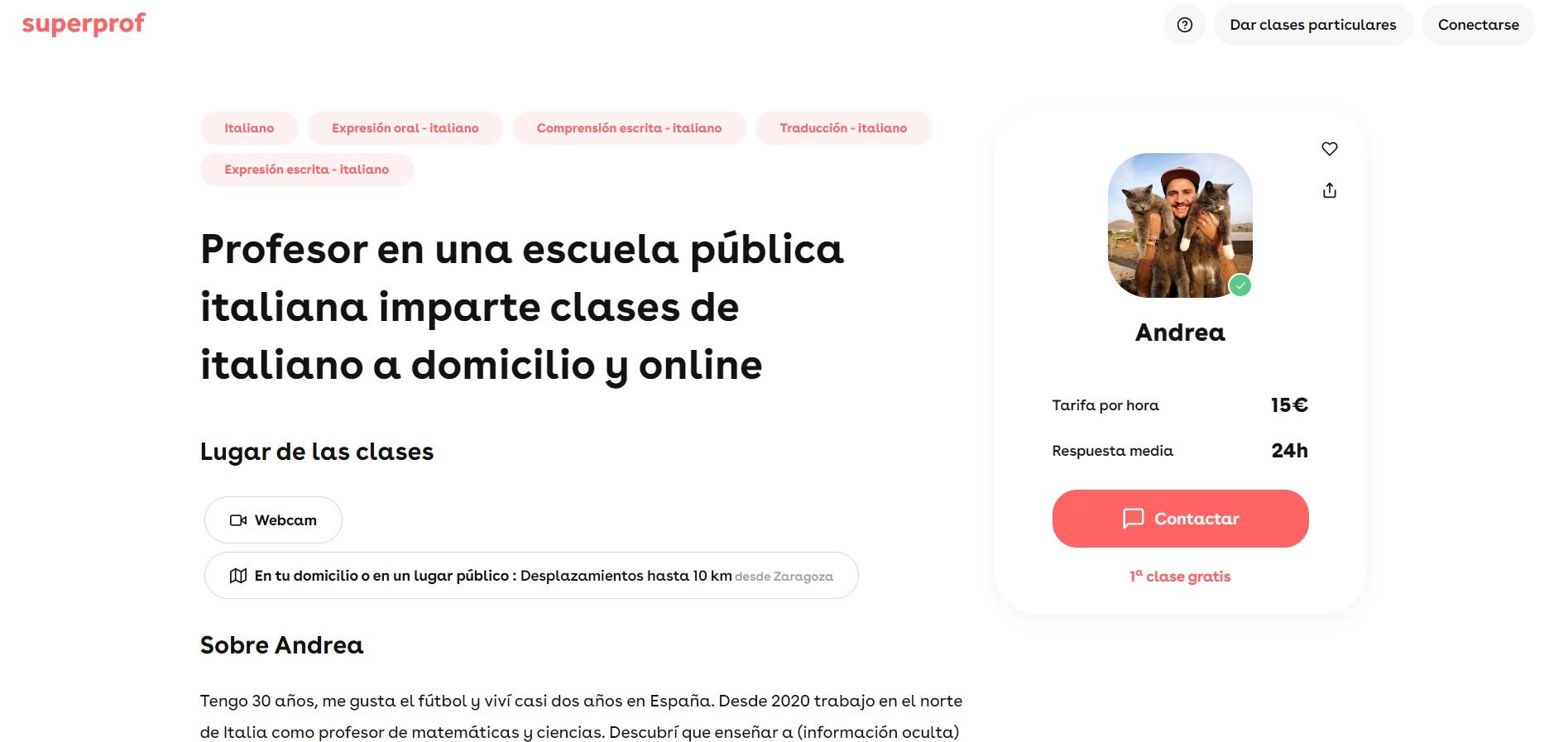 Página web de Superprof.