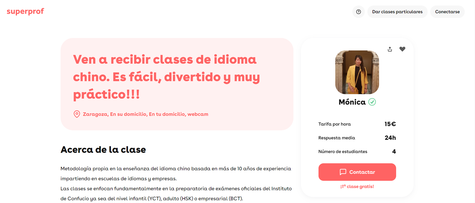 Página web de Superprof.