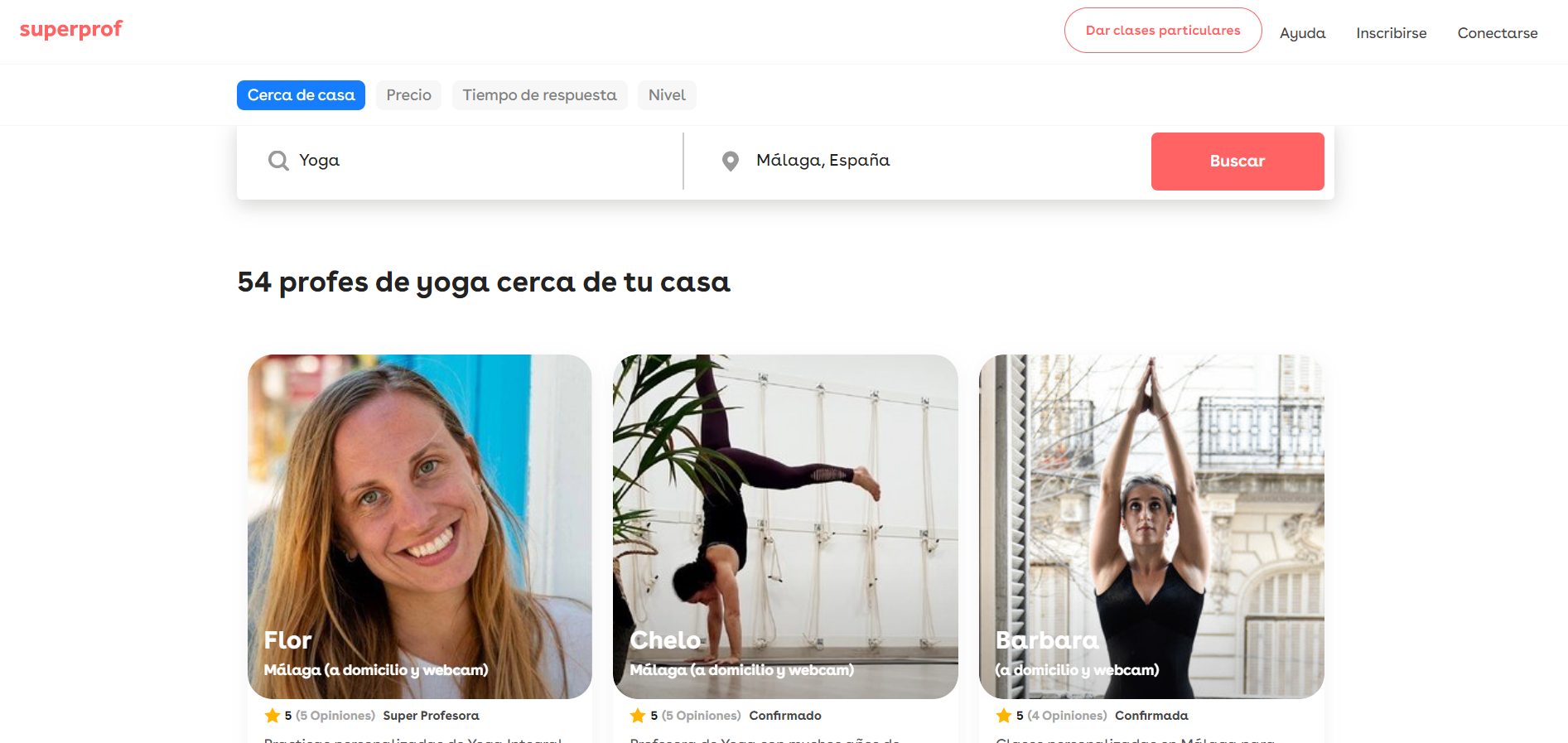 Buscar profesor particular yoga