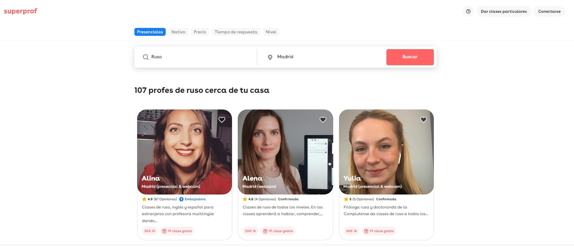 Página web de Superprof España.