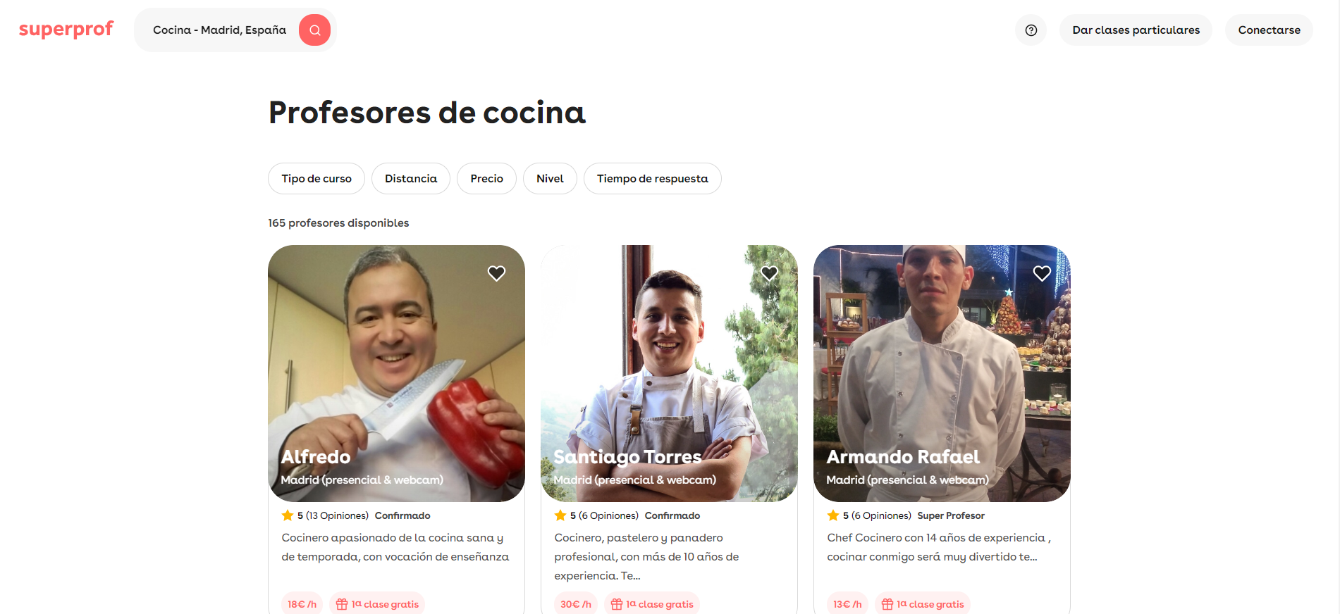 Profesores particulares de cocina.
