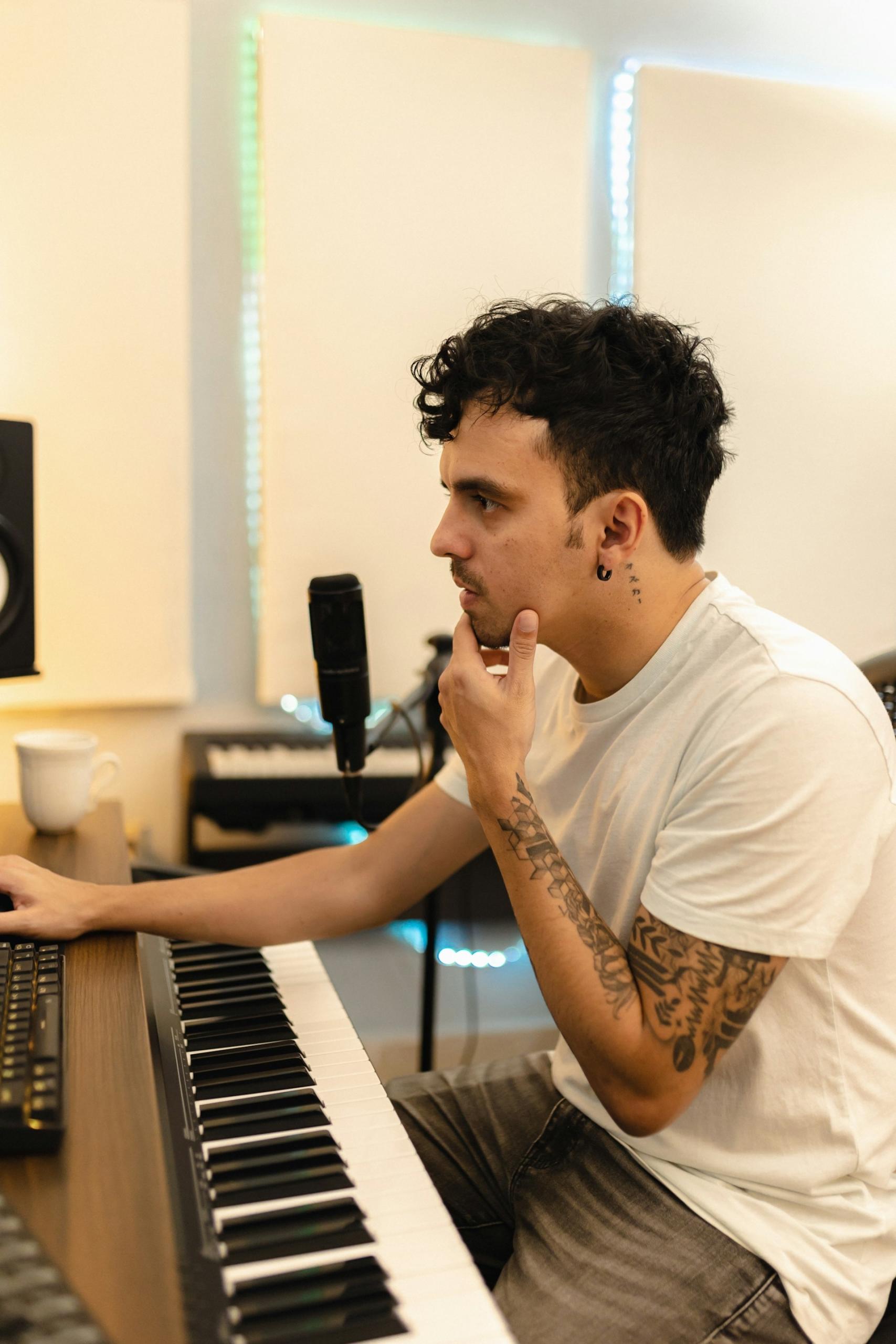Chico produciendo música.
