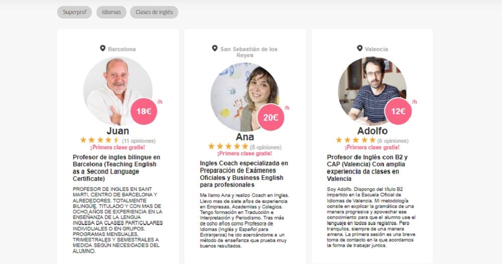 Profesores de inglés a buen precio