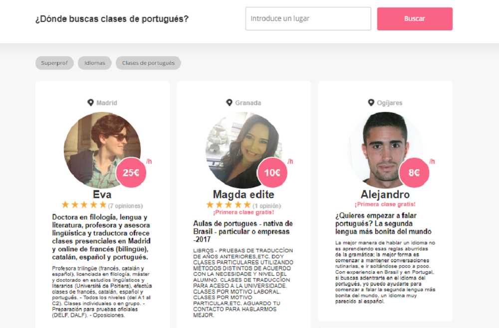 Profesores de portugués en Superprof